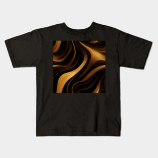 Golden Harmony: Abstract Stripes in Luxe Gold Kids T-Shirt